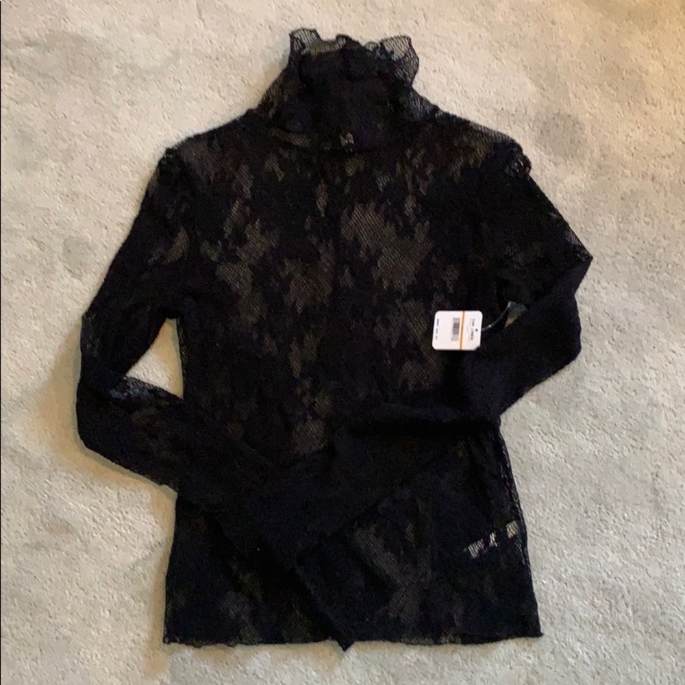 Long sleeve see through lace top